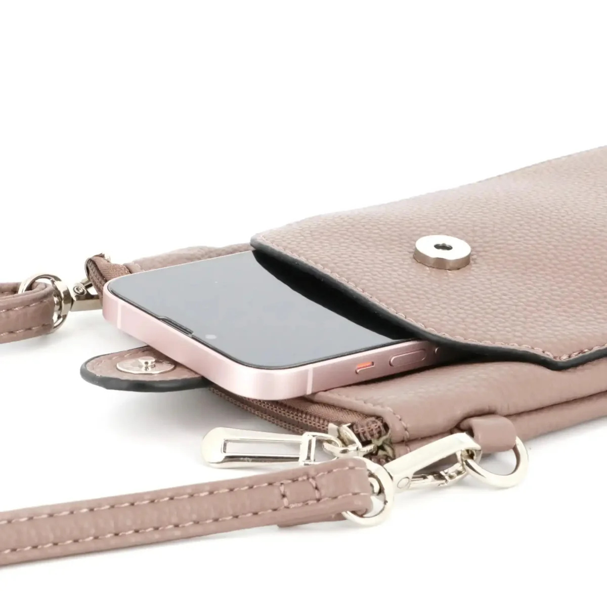 Pochette bandoulière téléphone femme taupe – Image 5