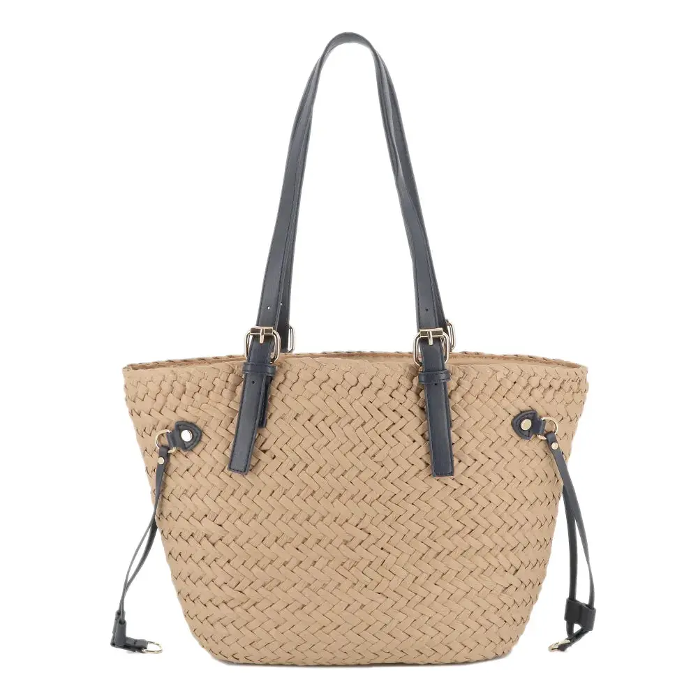 Sac plage paille tressé Femme Bleu – Image 4