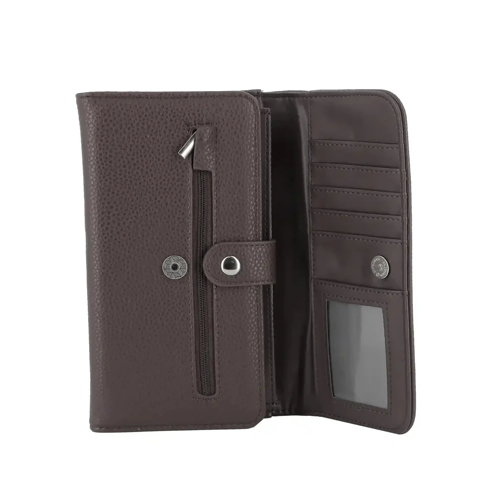 Portefeuille chéquier femme souple chocolat – Image 4