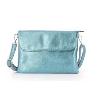 Sac bandoulière pochette femme irisé bleu canard