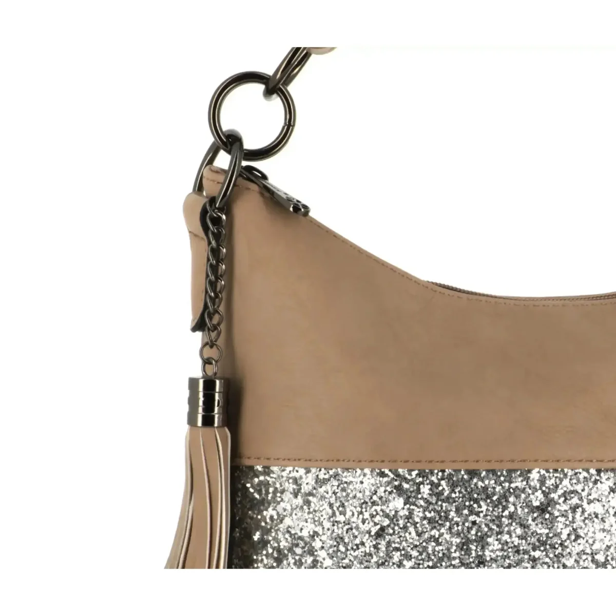Sac à main bandoulière paillette femme taupe – Image 5