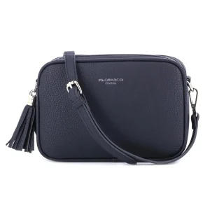 Sac caméra bandoulière femme frange bleu marine