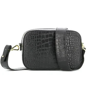 Sac bandoulière cuir femme camera bag noir