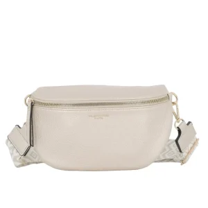 Sac banane femme brodée pu cuir grainé ivoire