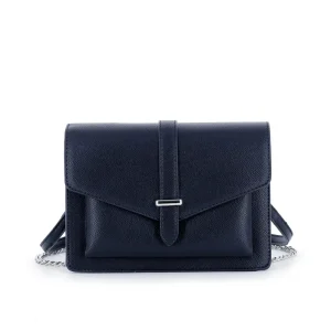 Sac double bandoulières chaîne à magnétique bleu