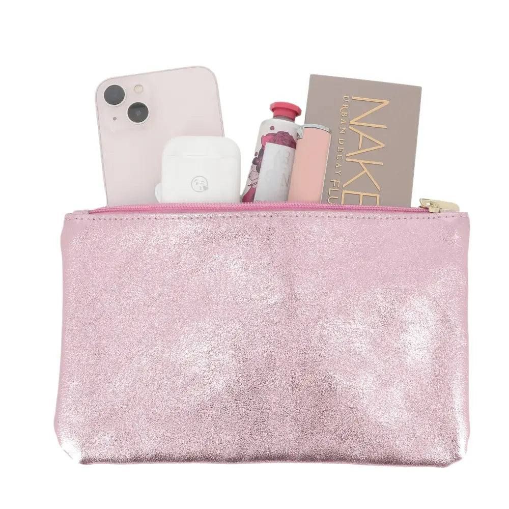 Pochette coméstique voyage cuir irisé Rose – Image 6