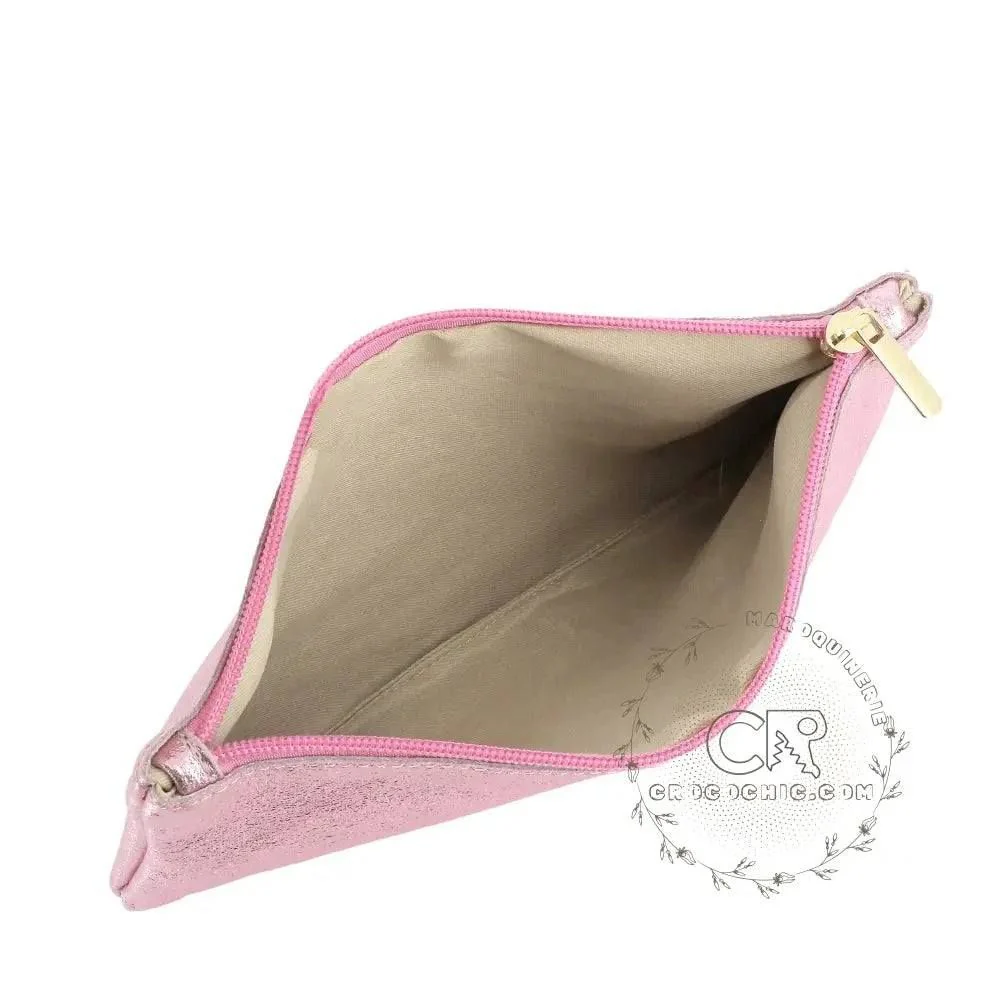 Pochette coméstique voyage cuir irisé Rose – Image 5