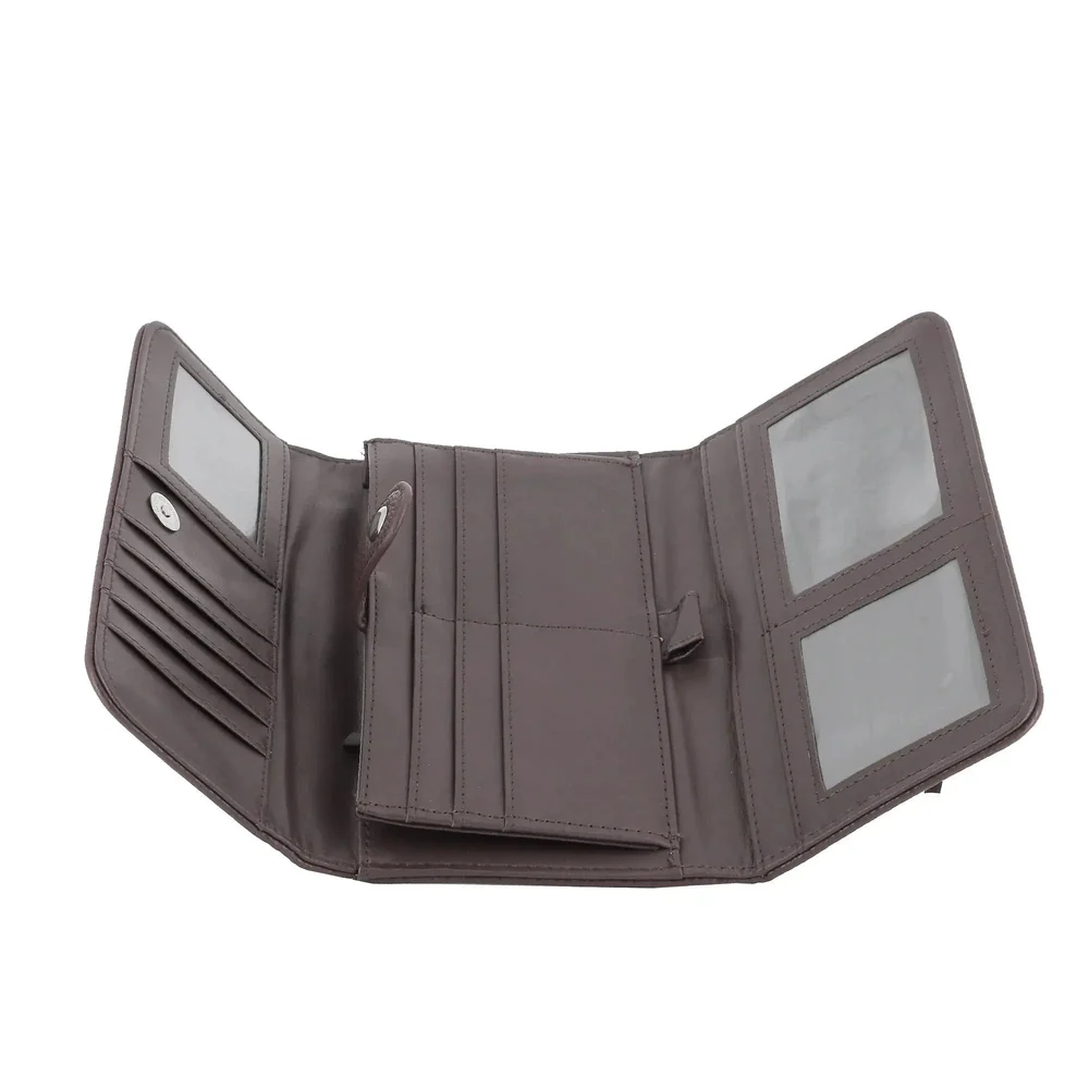 Portefeuille chéquier femme souple chocolat – Image 5