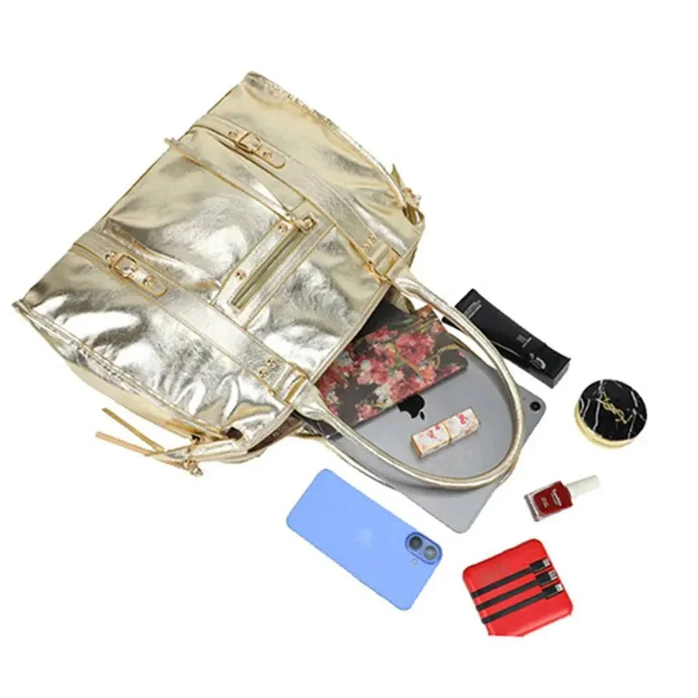 Grand sac à main bowling irisé or (détails dorés) – Image 5