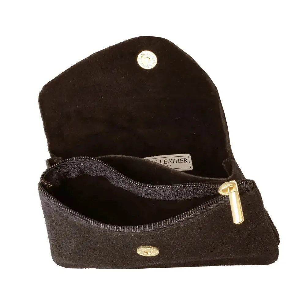 Porte-monnaie portefeuille mi-long suède Chocolat – Image 5