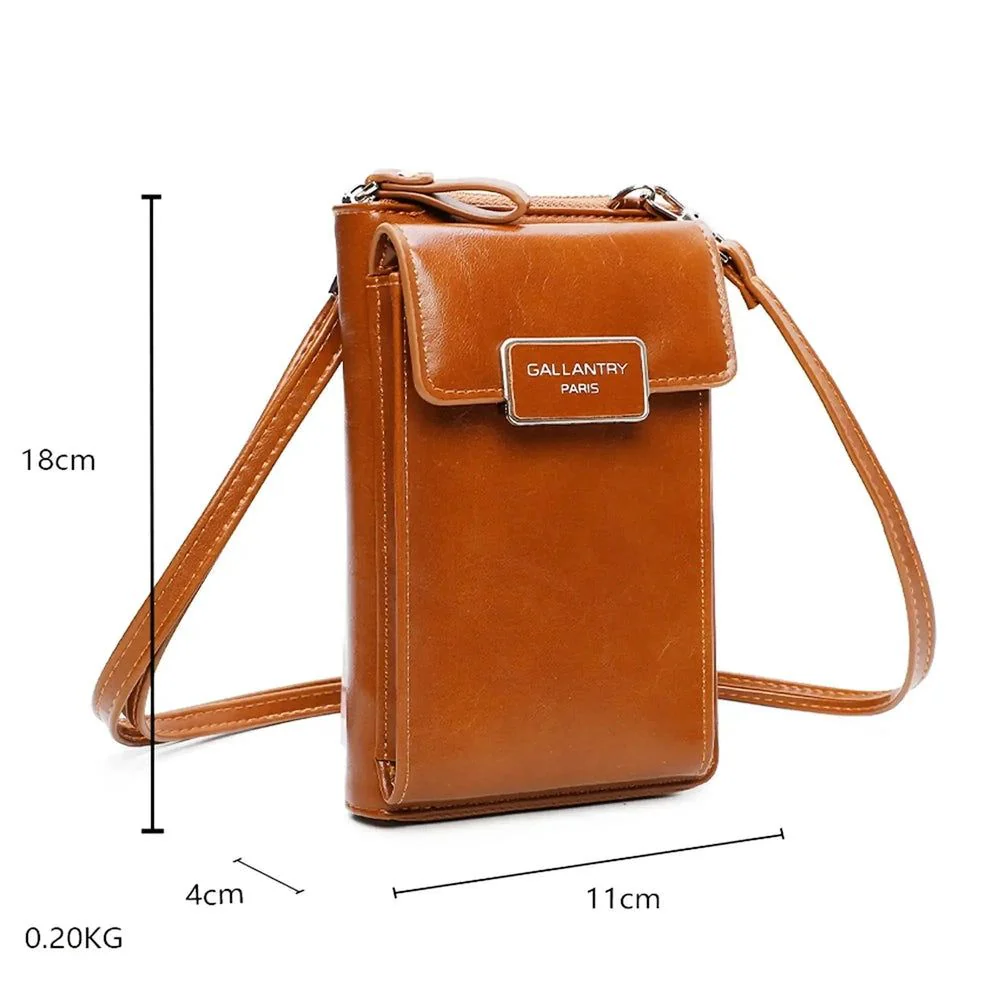 Pochette téléphone plate tout-en-un femme camel – Image 4