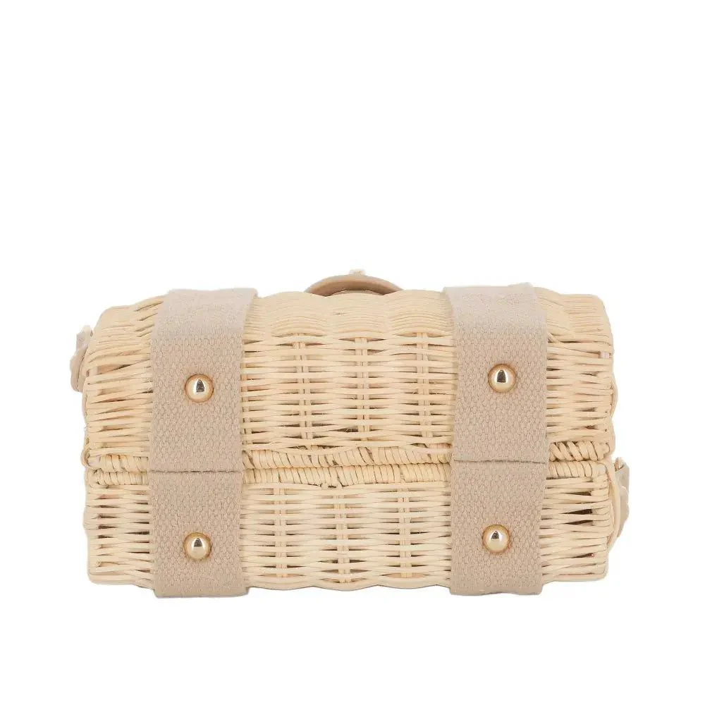 Petit sac bandoulière estival en paille Beige Taupe – Image 5