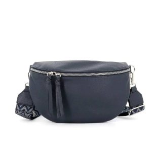 Sac banane femme pu cuir grainé bleu