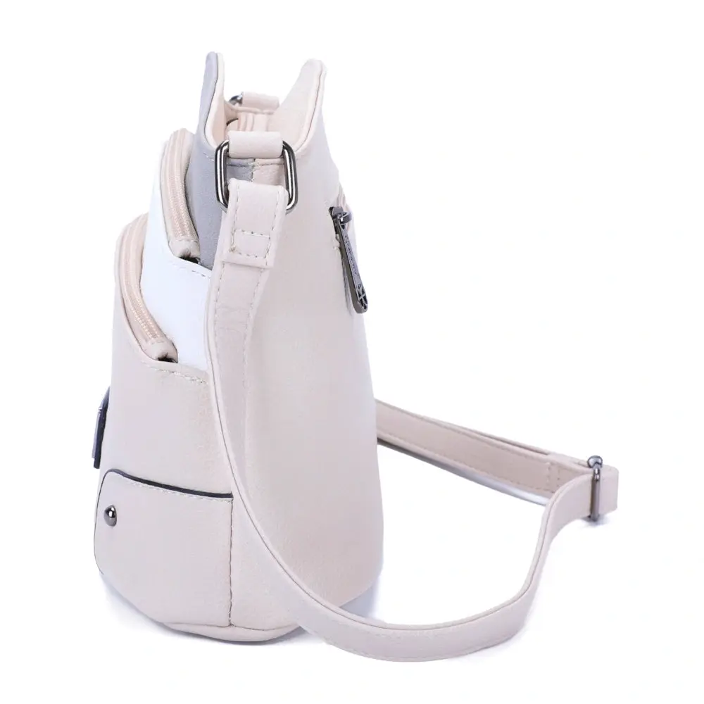 Sac bandoulière femme multicolore grainé Beige Gris – Image 7