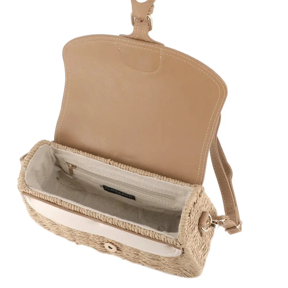 Sac banoulière paille à rabat Camel – Image 5