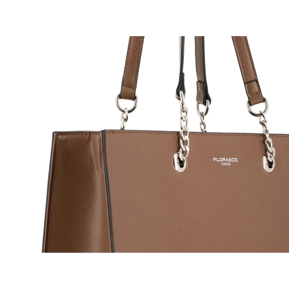 Sac femme cabas chaîne rigide a4 taupe – Image 5