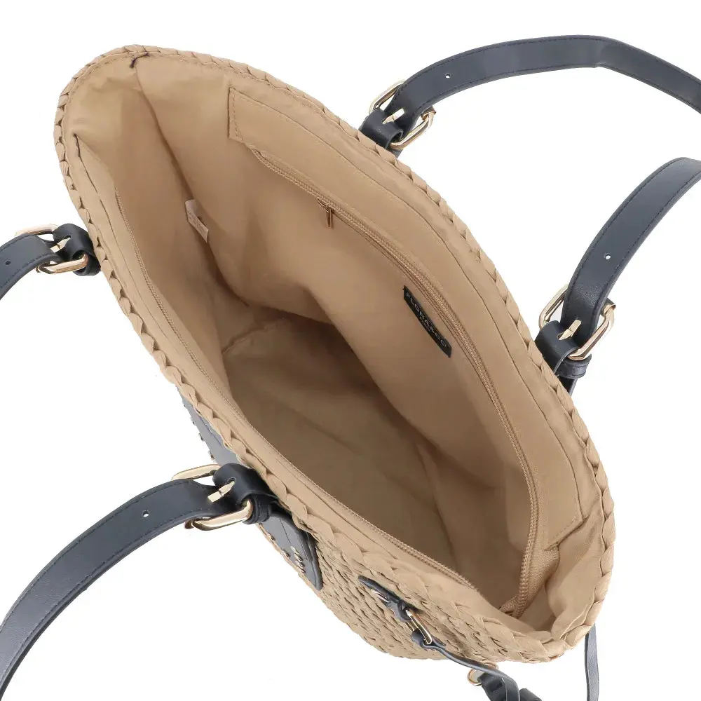 Sac plage paille tressé Femme Bleu – Image 5