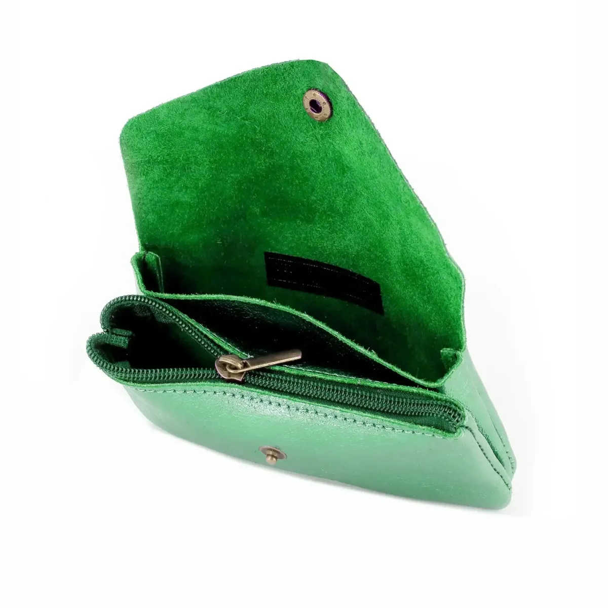 Porte-monnaie femme cuir italien irisé 041 vert – Image 6