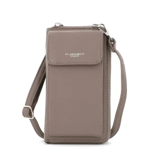 Pochette téléphone bandoulière femme taupe foncé