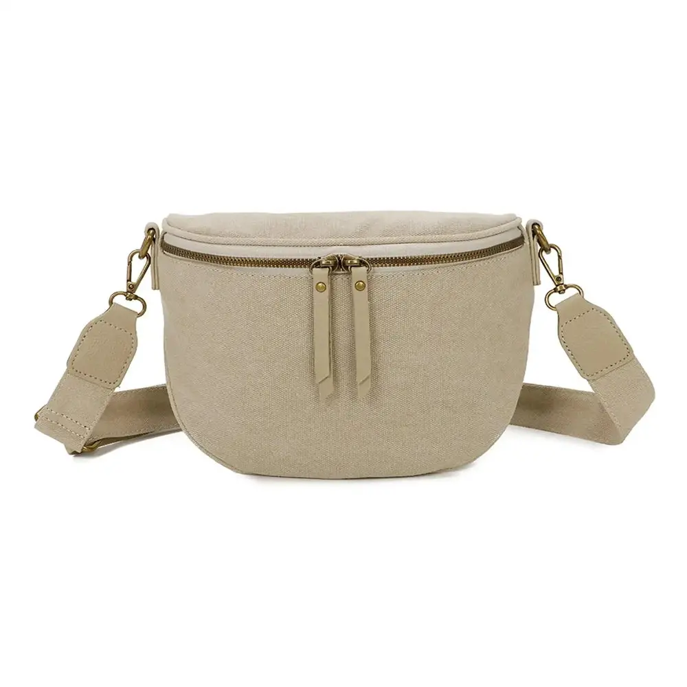 Sac banane femme canvas toile taupe – Image 2