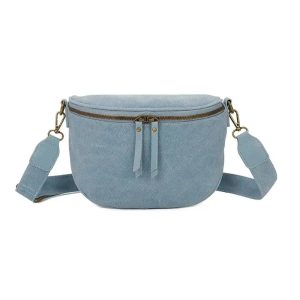 Sac banane femme canvas toile bleu clair