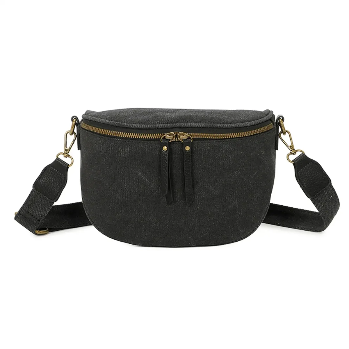 Sac banane femme canvas toile noir – Image 2