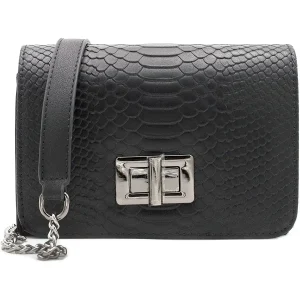 Sac bandoulière femme chaîne python noir
