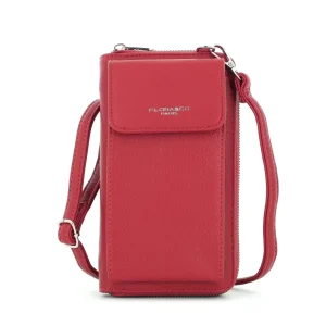 Pochette téléphone bandoulière femme rouge foncé