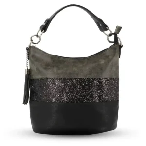 Sac à main bandoulière paillette femme noir