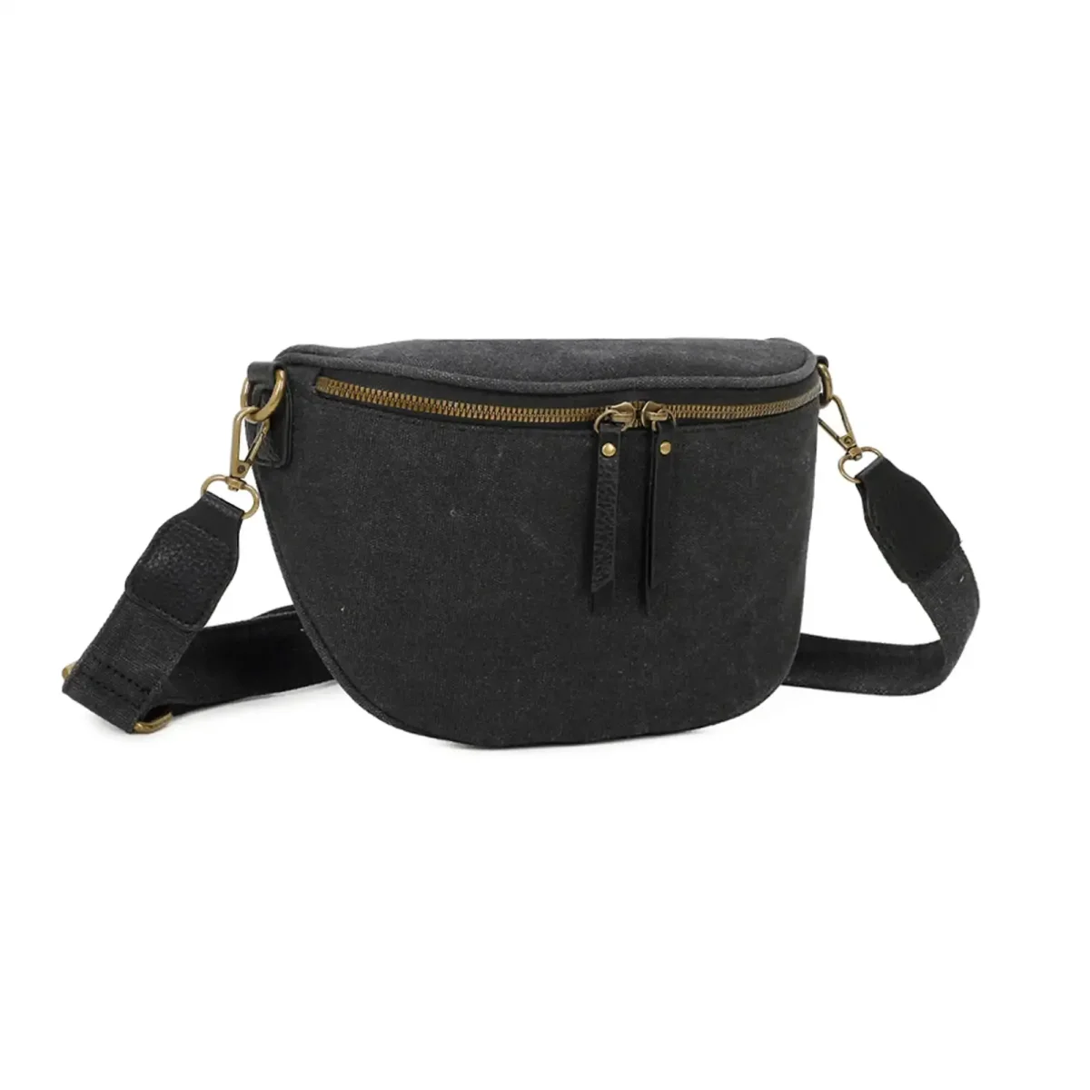 Sac banane femme canvas toile noir – Image 4