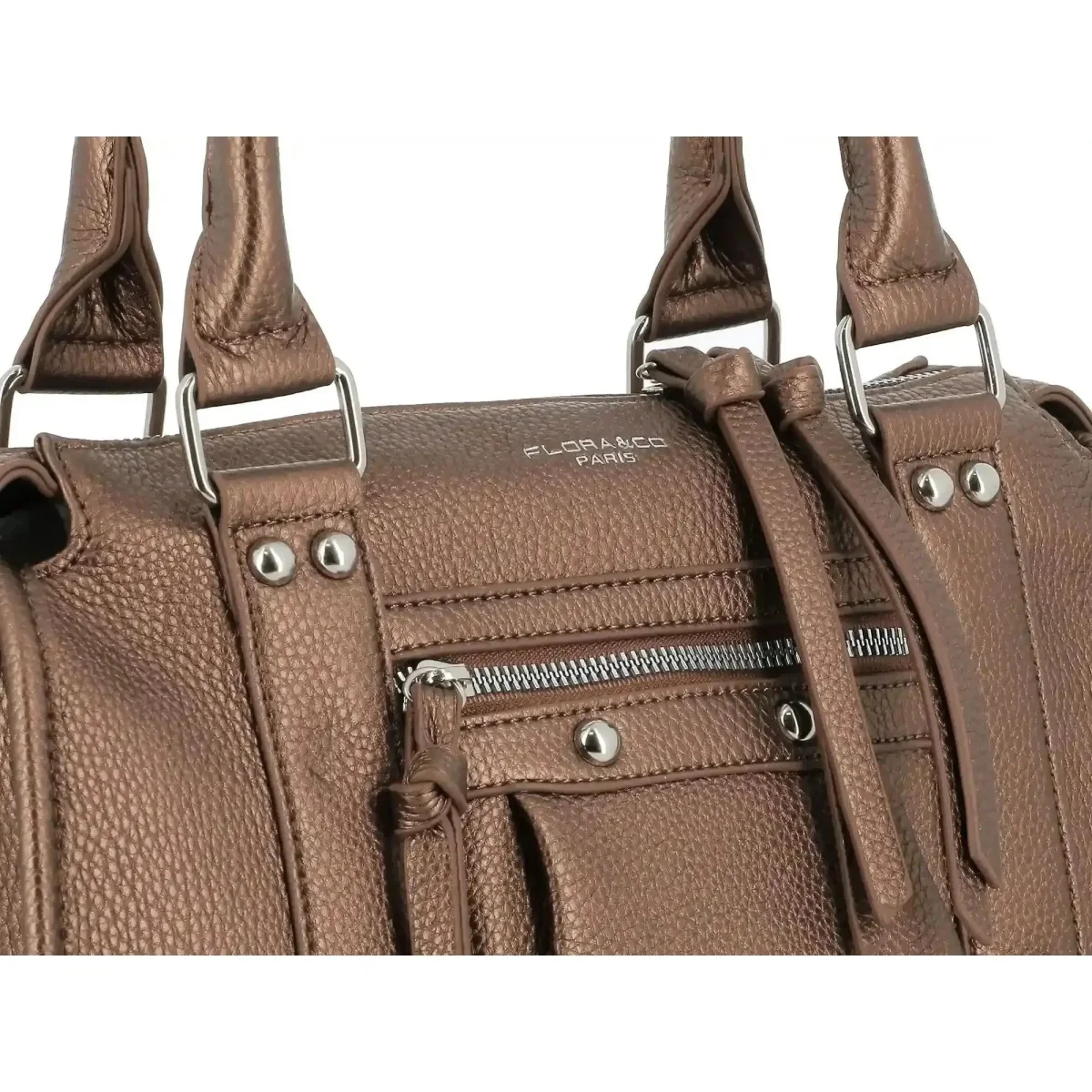 Petit Sac Bowling Marron Métal Grainé – Image 8