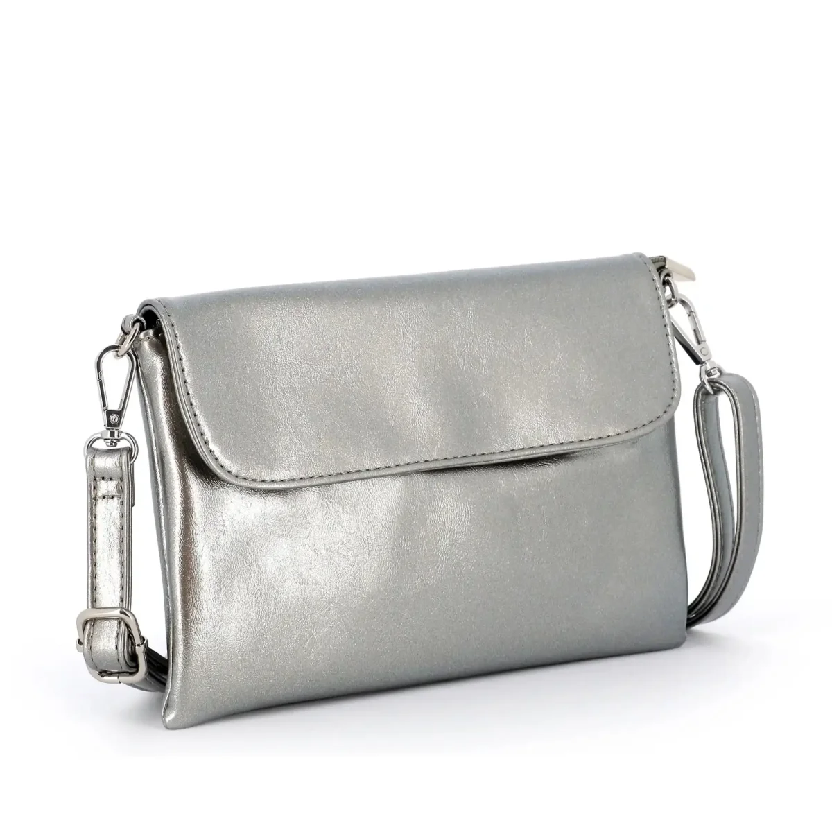 Sac bandoulière pochette femme irisé taupe métal – Image 3