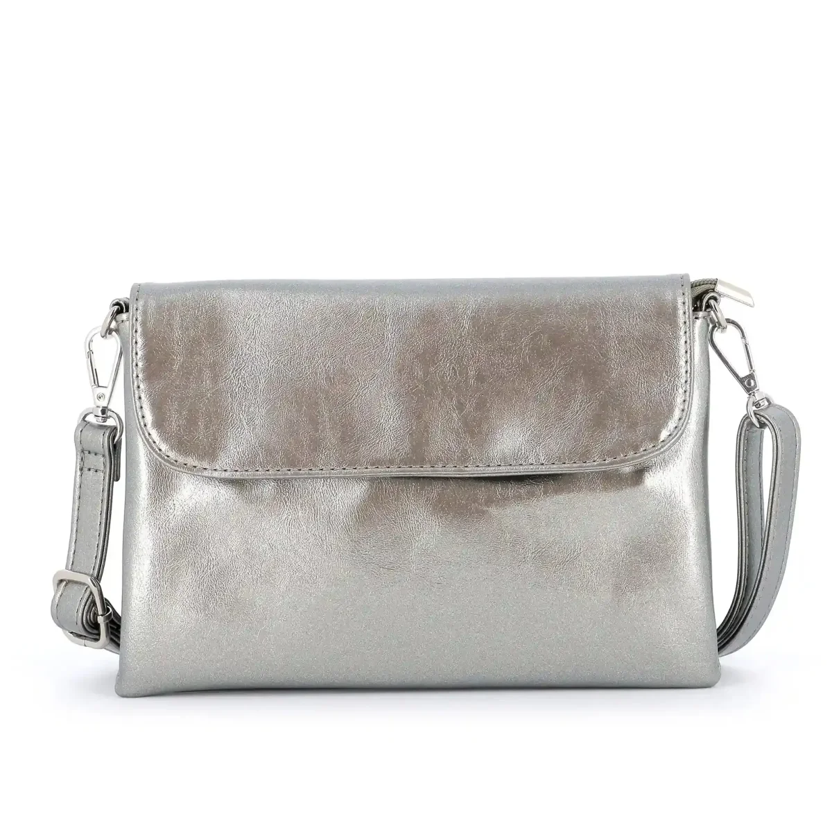 Sac bandoulière pochette femme irisé taupe métal – Image 2