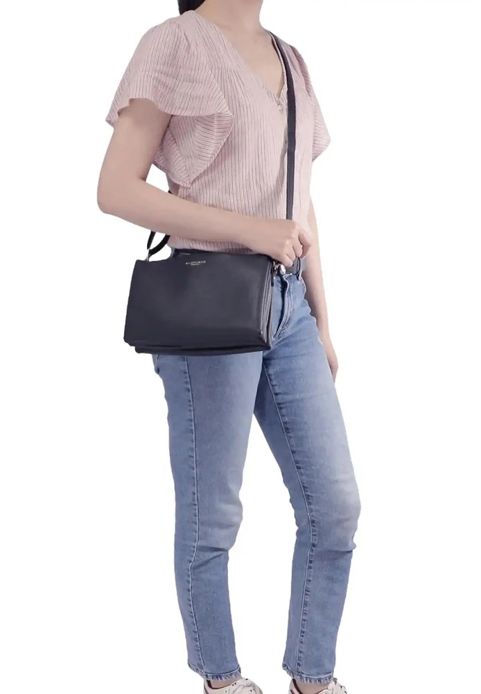 Sac ville femme 3 bandoulières multipoches bleu – Image 4