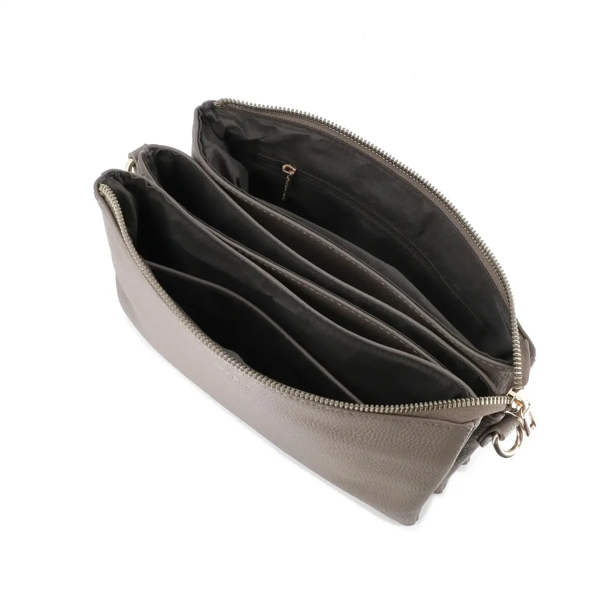 Sac ville femme 3 bandoulières multipoches taupe foncé – Image 7