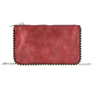 Pochette chaînette femme à bille brillant bordeaux