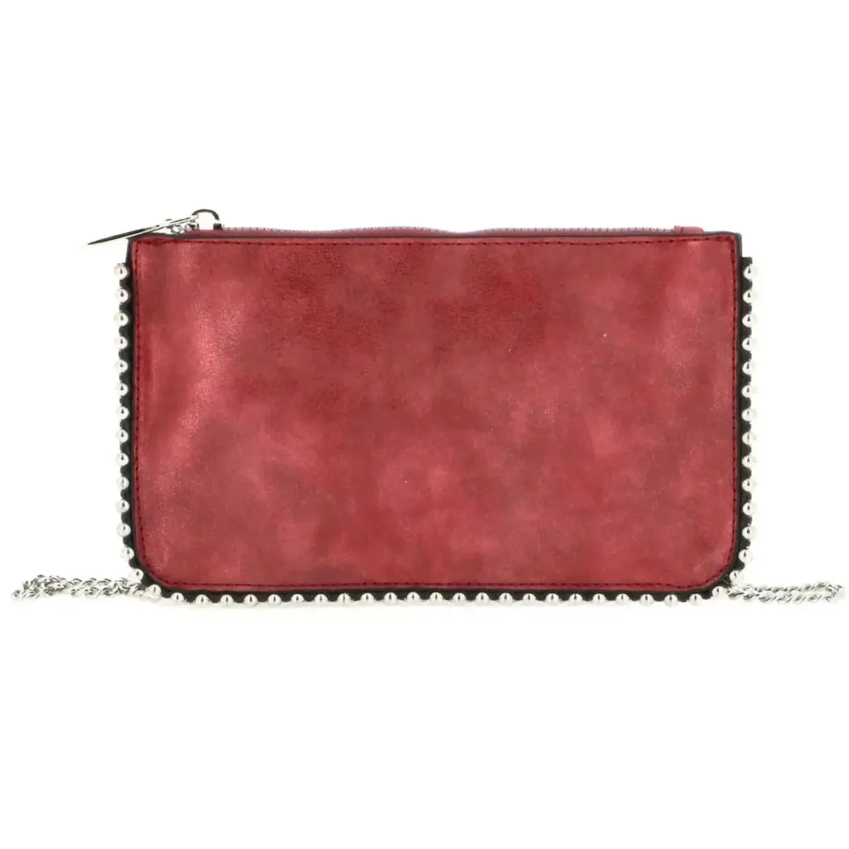 Pochette chaînette femme à bille brillant bordeaux