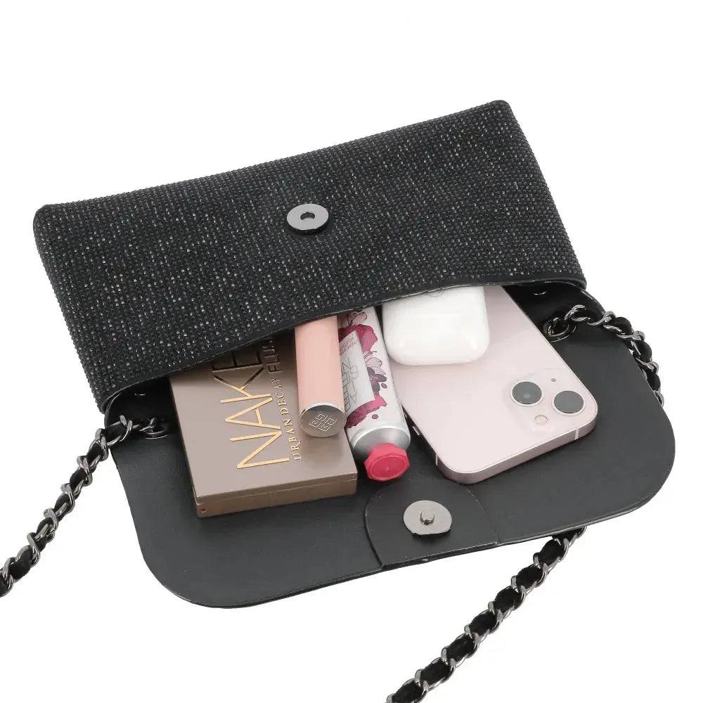 Sac pochette de soirée strass Noir – Image 6