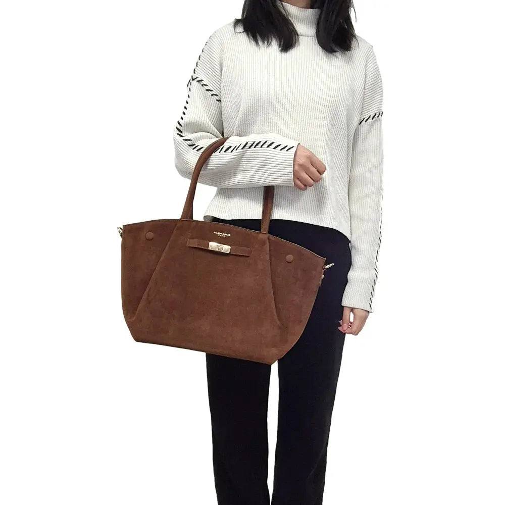 Sac à main bandoulière suédé Camel – Image 3