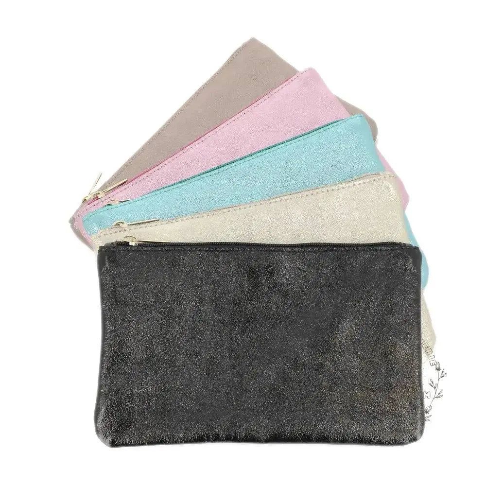 Pochette coméstique voyage cuir irisé Turquoise – Image 7