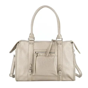 Petit Sac Bowling Taupe Métal Grainé