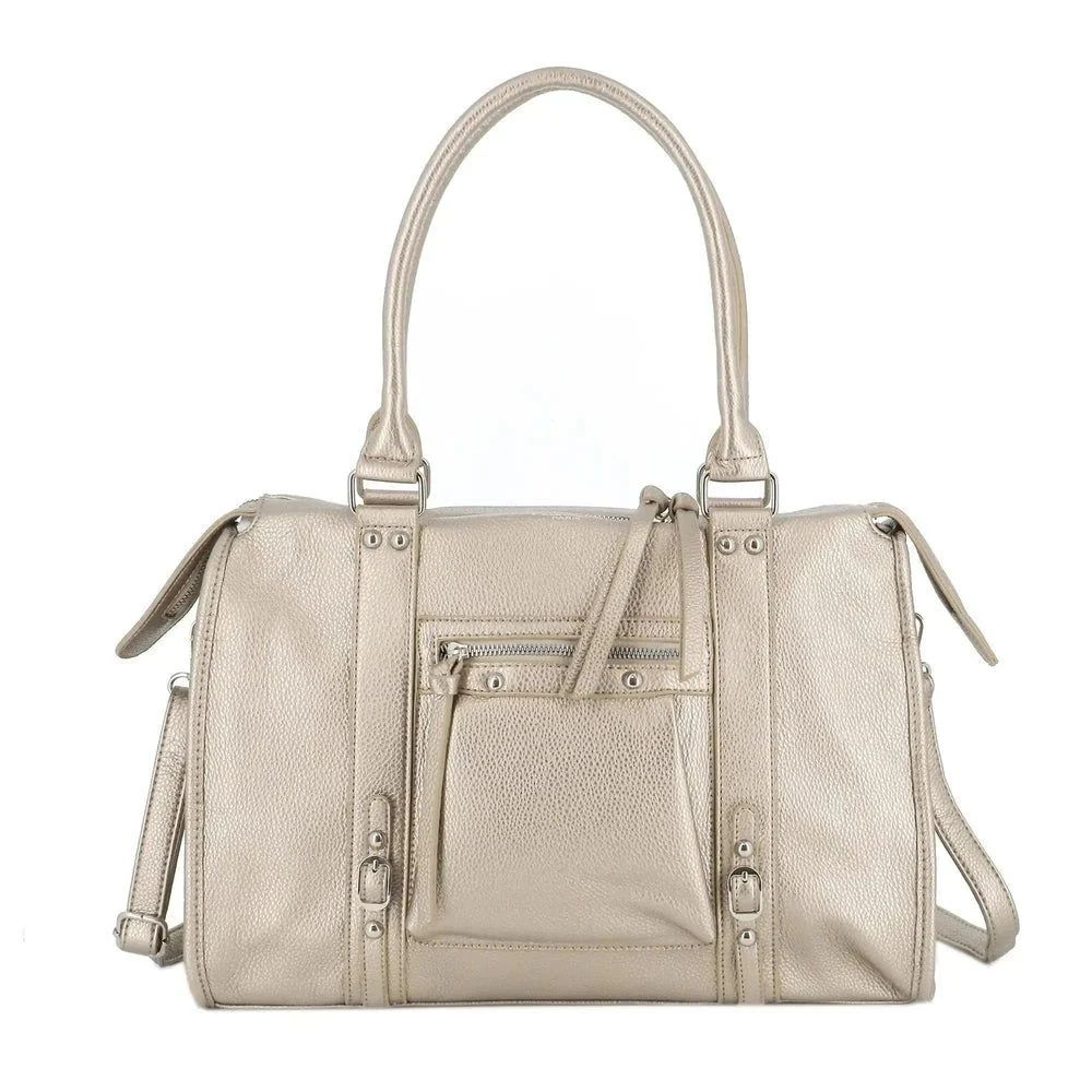 Petit Sac Bowling Taupe Métal Grainé