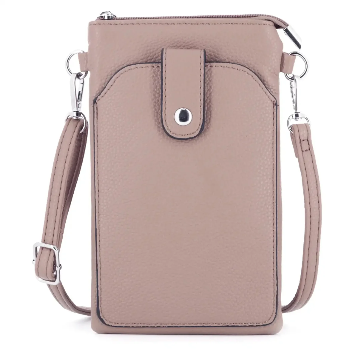 Pochette bandoulière téléphone femme taupe