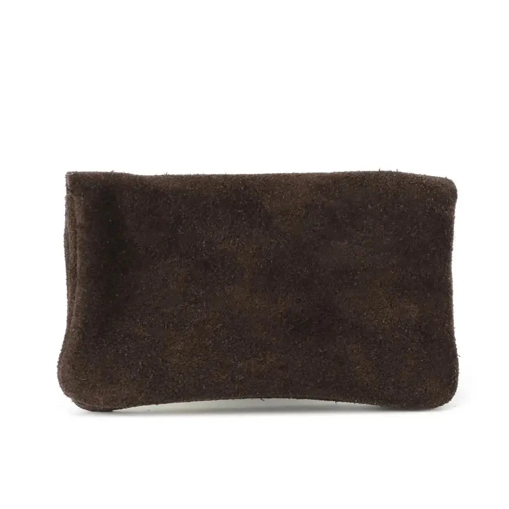 Porte-monnaie portefeuille mi-long suède Chocolat – Image 7