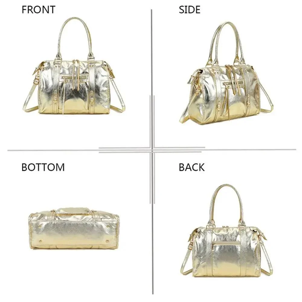 Grand sac à main bowling irisé or (détails dorés) – Image 6