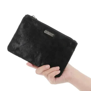 Pochette femme suédine irisé noir
