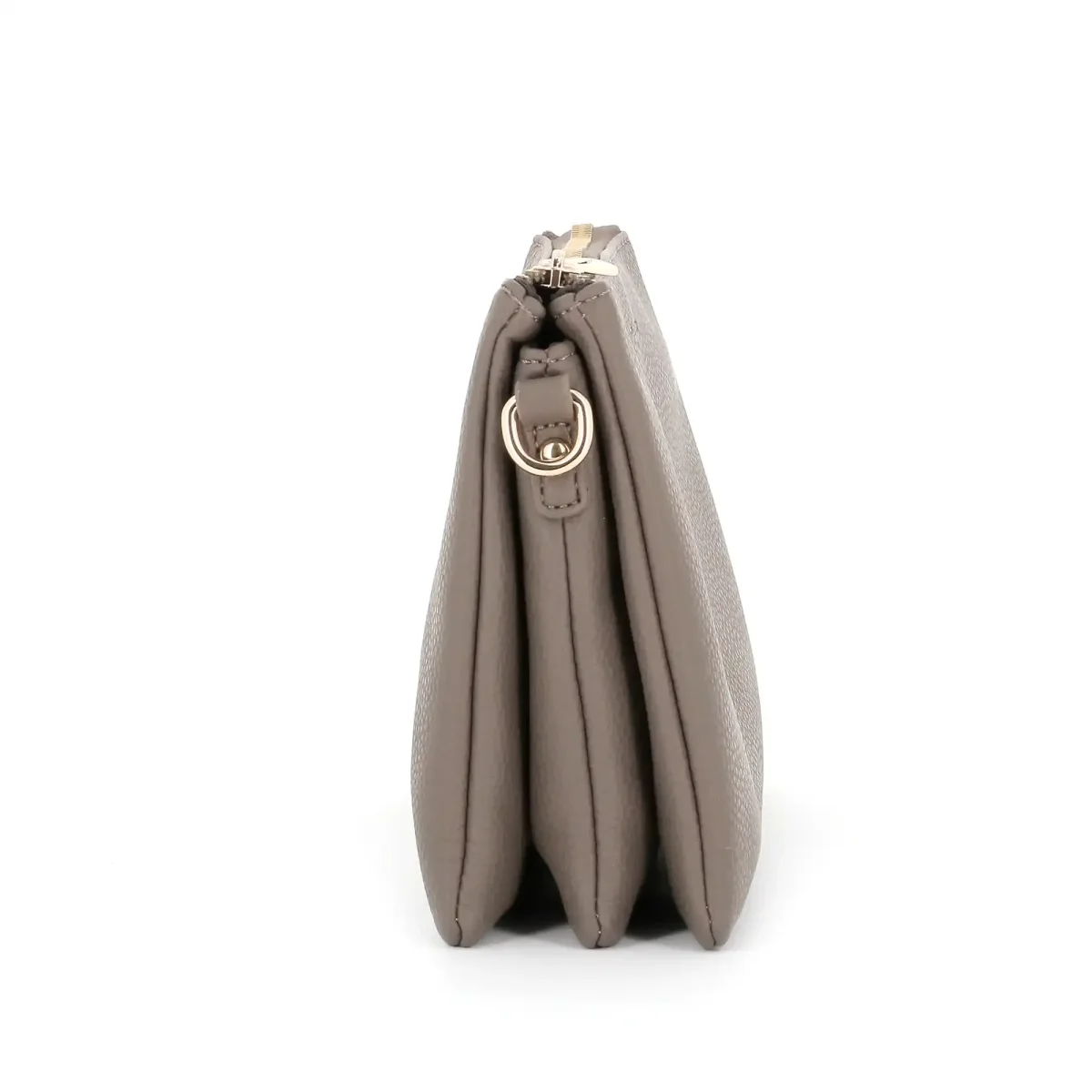 Sac ville femme 3 bandoulières multipoches taupe foncé – Image 9