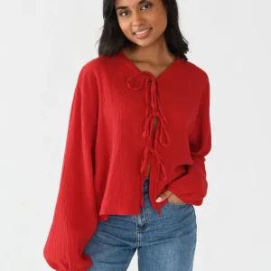 Blouse texturée à nouer