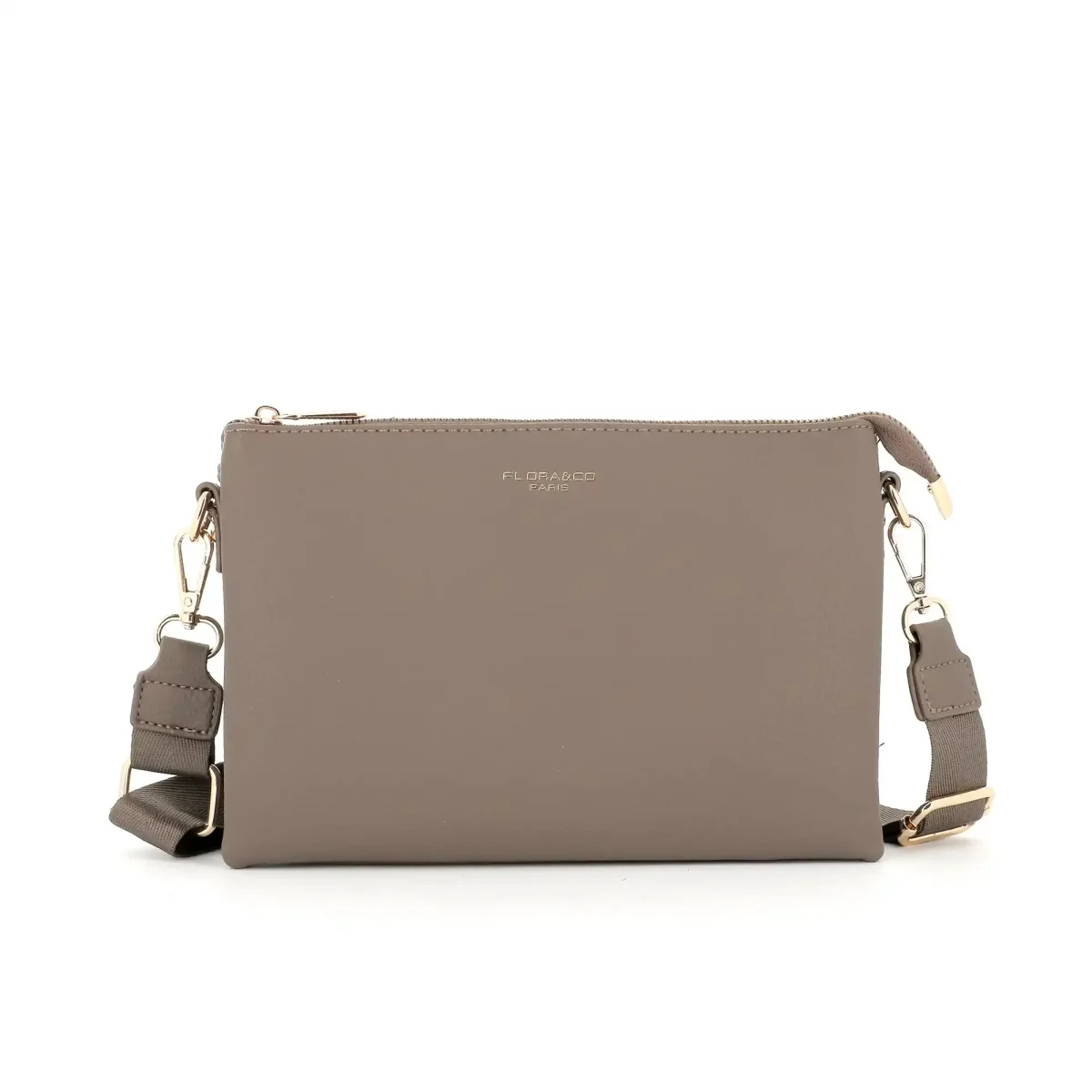 Sac ville femme 3 bandoulières multipoches taupe foncé