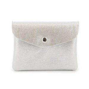 Mini porte-monnaie cartes femme irisé format enveloppe argent